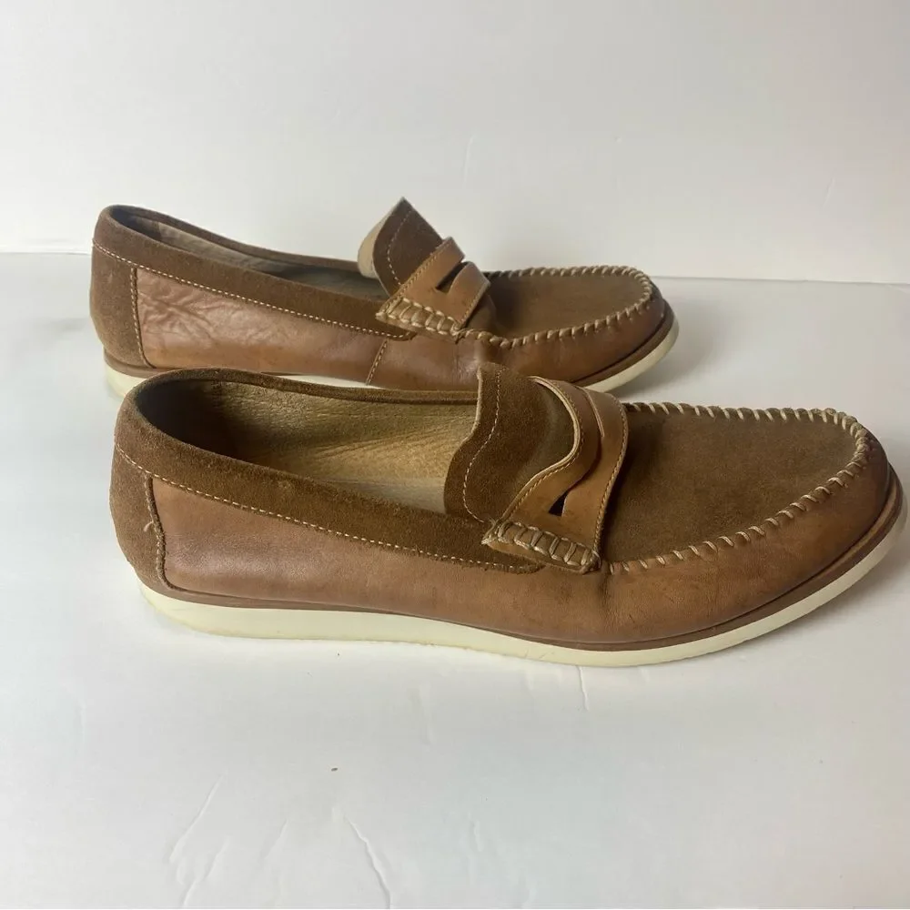 Aston Grey Scadicci Leather and Suede Penny Loafers Size 10.5